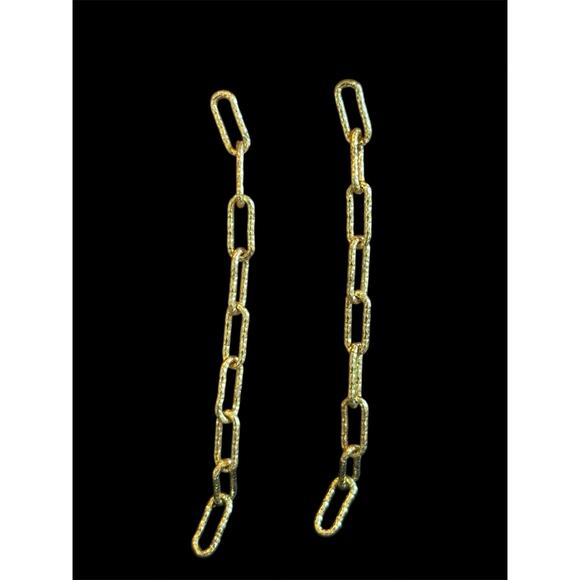 Dyadema Italy Gold Over Sterling Silver Paperclip Link Dangle Earrings 925 - Picture 1 of 5